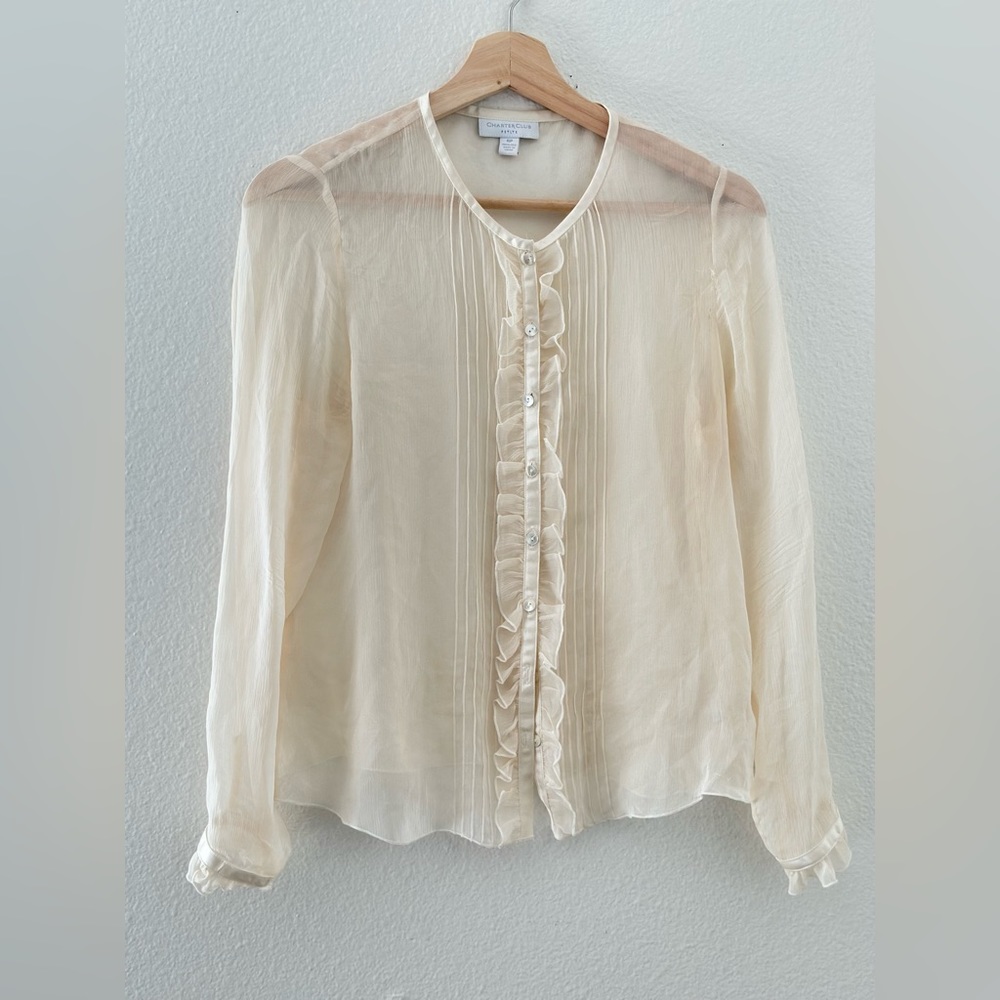 Charter Club Vintage sheer cream blouse